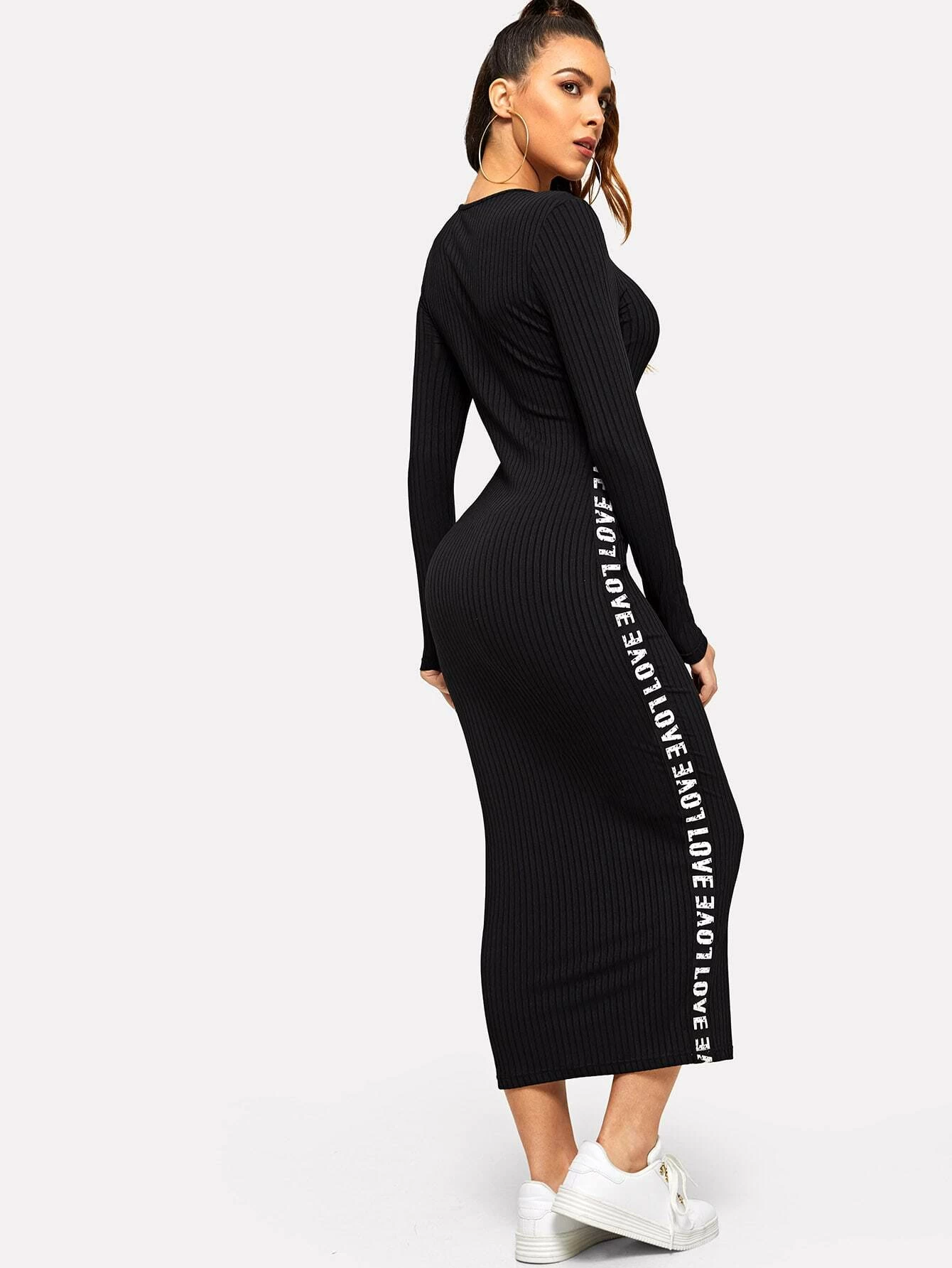 Shein black dress for women back view