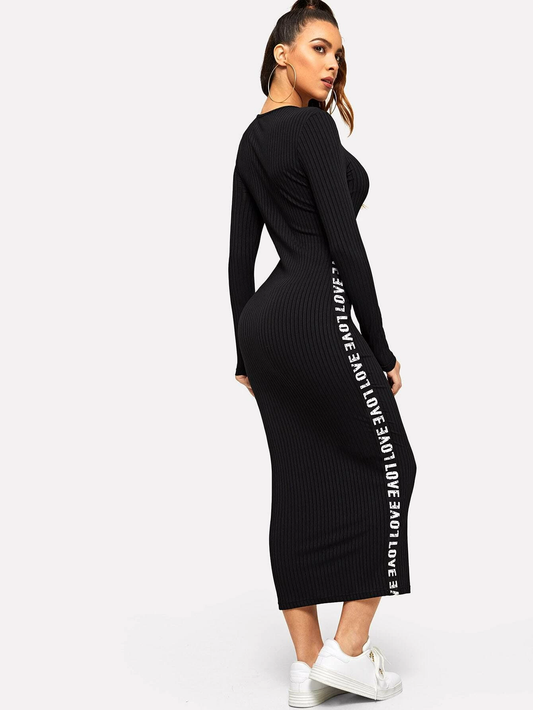 Shein black dress for women back view
