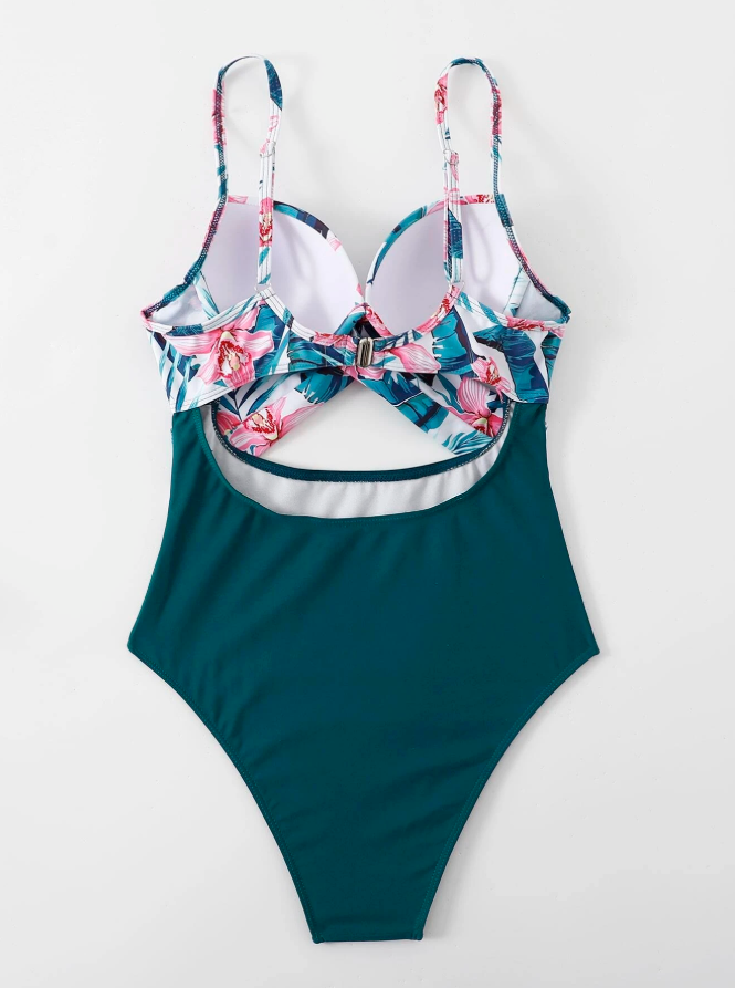 Shein multicolor 1 piece swimsuit for women with push up and product back view