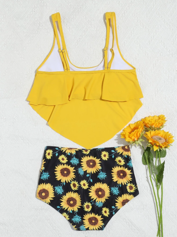 Shein multicolor 2 piece tankini for women with removable padding back view
