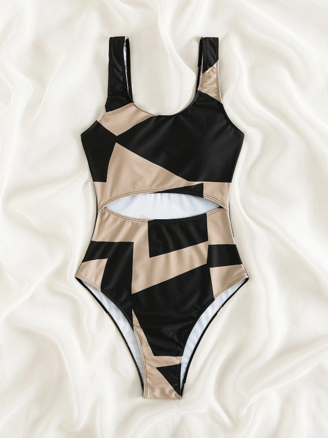 Shein multicolour 1 piece swimsuit for women with removable padding front view