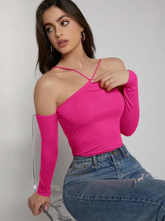 SHEIN Halterneck Cold Shoulder Tee