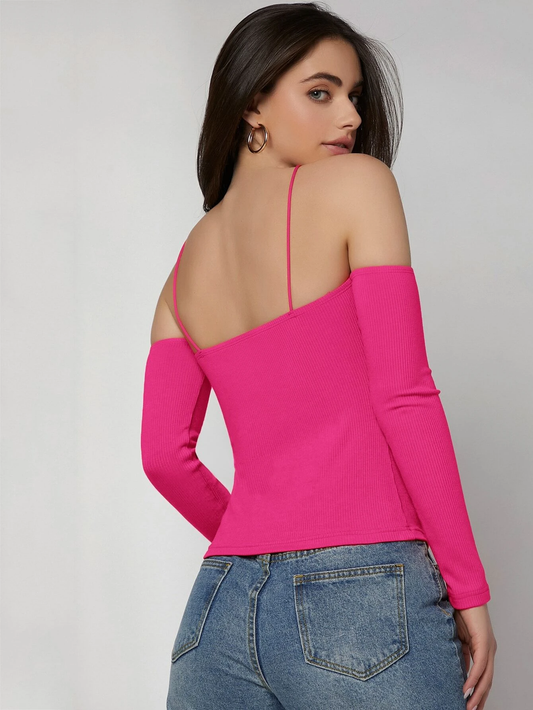 SHEIN Halterneck Cold Shoulder Tee