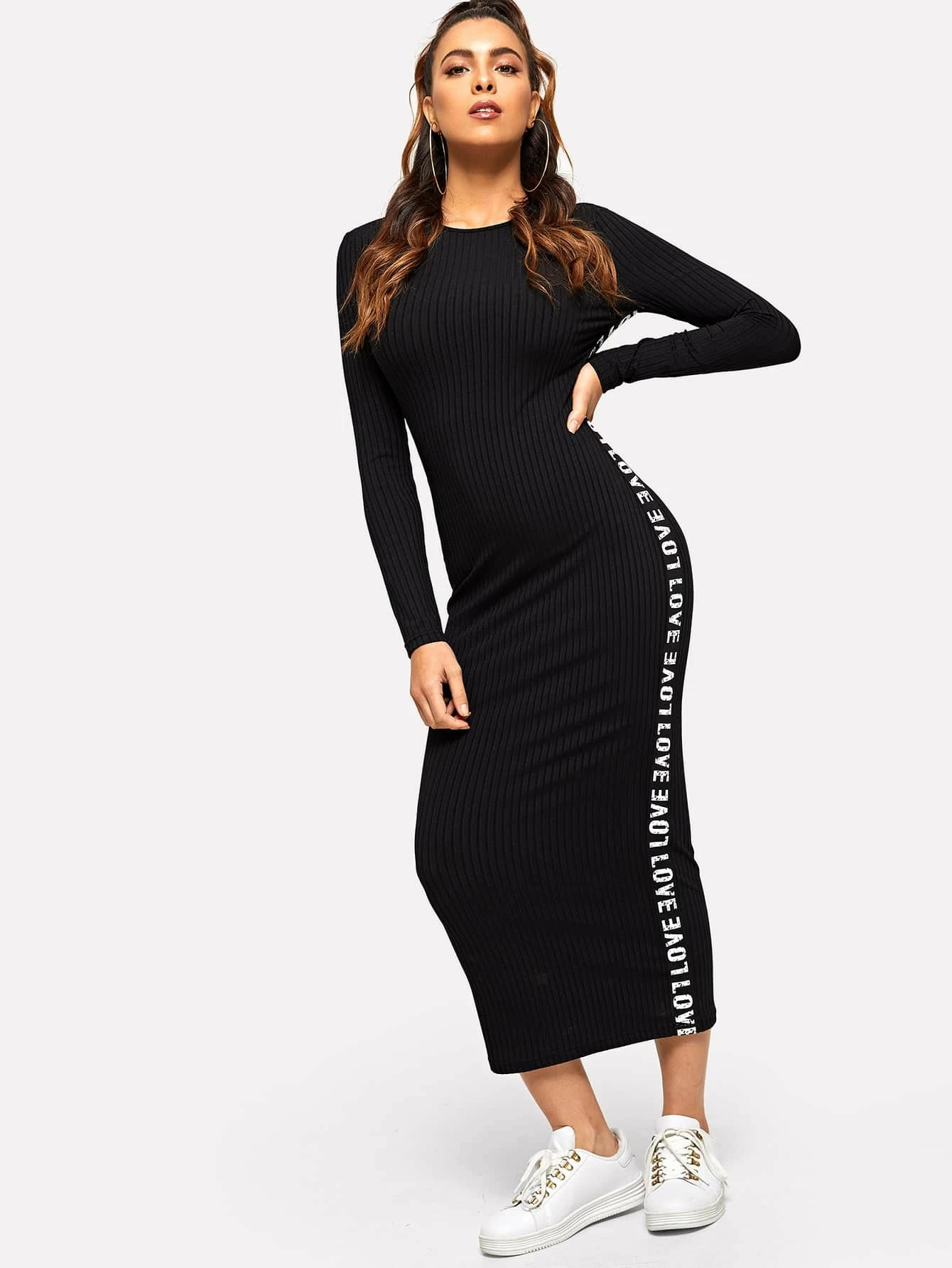 Shein black dress for women front view