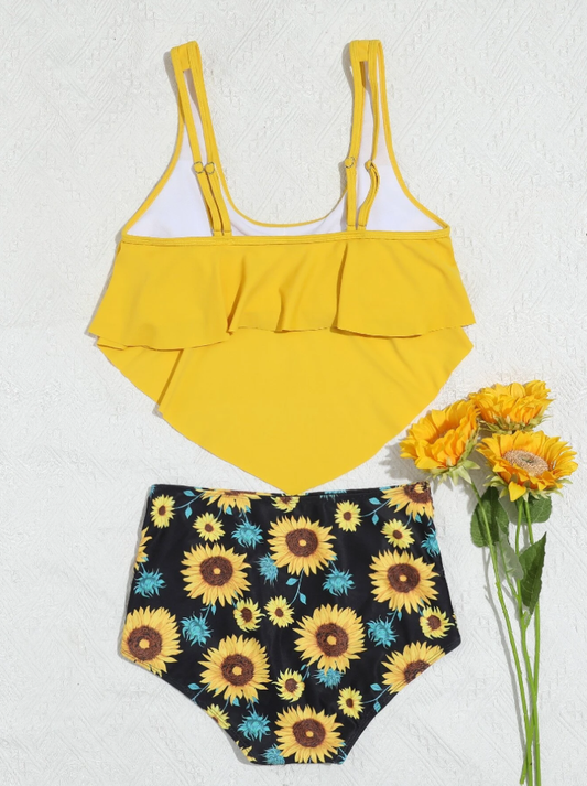 Shein multicolor 2 piece tankini for women with removable padding back view