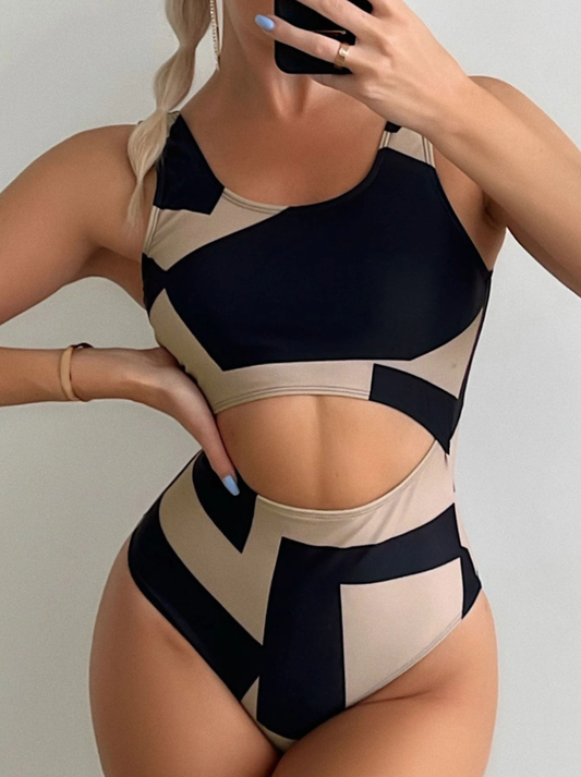Shein multicolour 1 piece swimsuit for women with removable padding front view